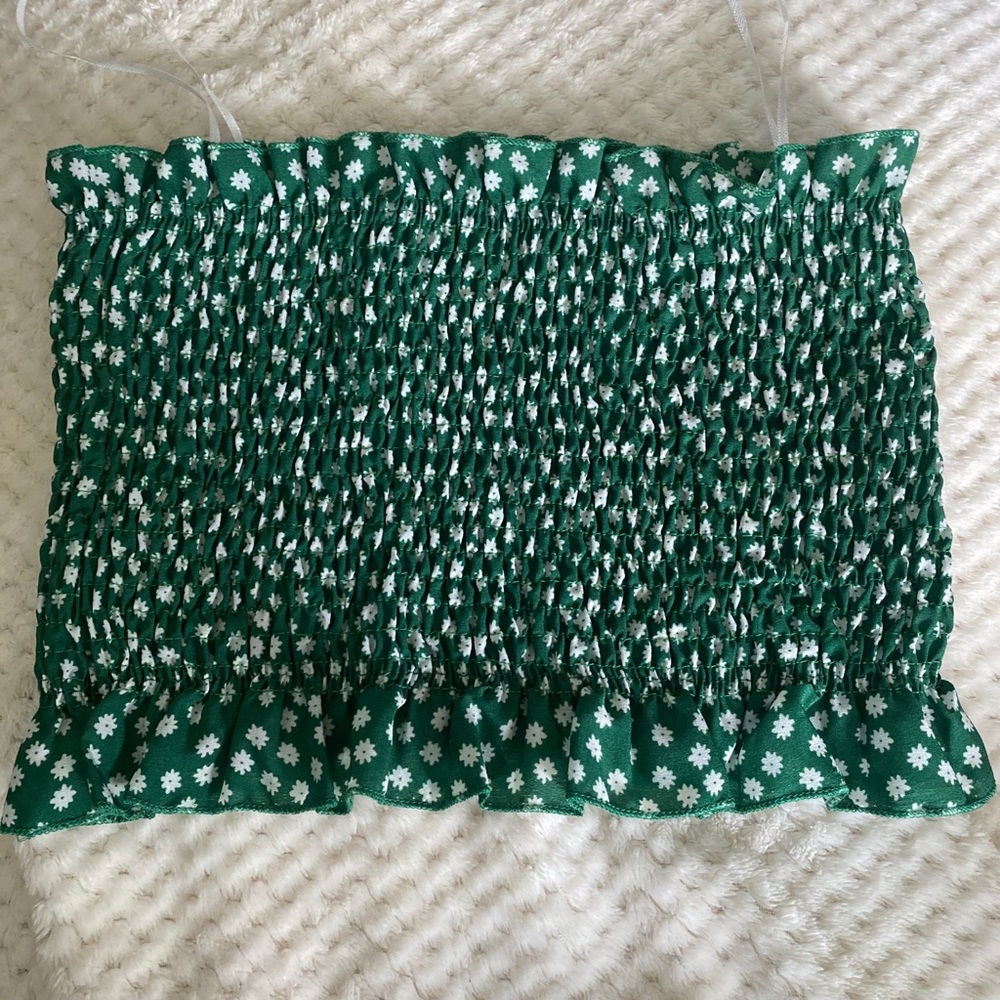 Green and white floral tube top !